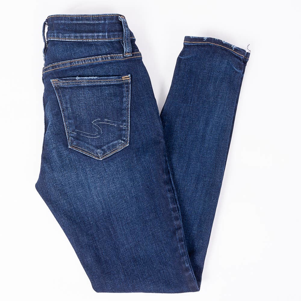 Silver Suki Skinny Stretch Womens Jeans Faded Dark Wash Size 25/29